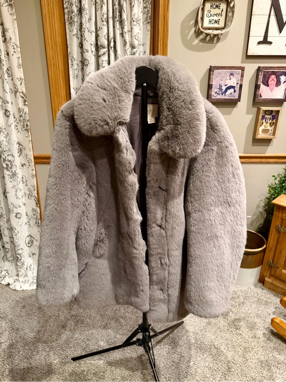 H&M Gray Faux Fur Teddy Jacket